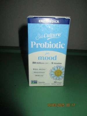 Enzymedica, Subculture Probióticos para el Estado de ánimo, 30 cápsulas 50 bil UFC caducado 26/09 Foto 1 de 3