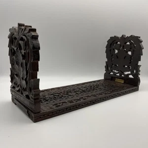 VTG Hand Carved Kashmiri Wood Bookholder Foldable India Intricate Design - Picture 1 of 7