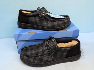 Hey Dude Wally Funk Waffle Lace Up Men's Casual Shoes US M9 Black Plaid - Picture 1 of 14