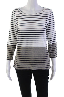 Женская футболка Max Mara с длинным рукавом в полоску цветной блок белая размер XL - Изображение 1 из 4