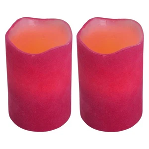 Juego de 2 velas de cera LED Heitronic parpadeantes rosa atigrado blanco cálido para 2 x LR14 - Imagen 1 de 5