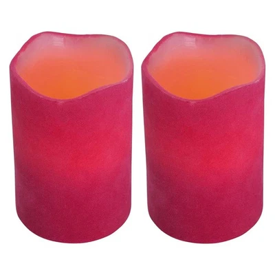 2er-Set Heitronic LED Wachskerzen Flackernd Rosa Tabby warmweiß für 2 x LR14 - Bild 1 von 4