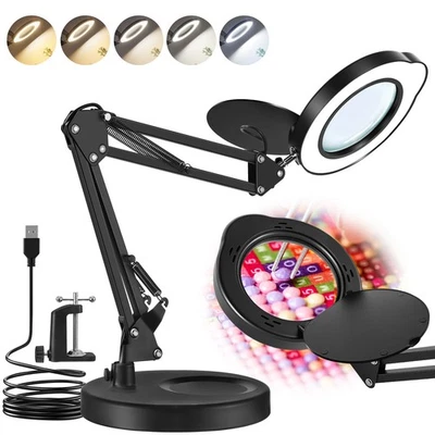Lupe mit Licht und Ständer 10X/15X stufenlos dimmbare LED-Schreibtischlampe DHL - Bild 1 von 4