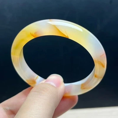 Brazalete hecho a mano de cuarzo cristal ágata flor de cerezo natural 54,5 mm AAA Foto 1 de 4