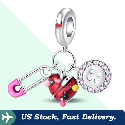 KUNSIR 925 Sterling Silver Charm for Bracelet Fashion Sketch Dangle Pendant DIY - Image 1 of 4