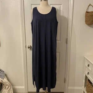 Eileen Fisher Stretch Jersey Knit Long Tank Dress Dark Blue Navy Sz XL - Picture 1 of 6