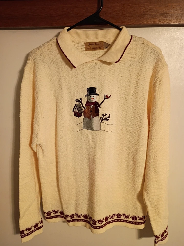 Suéter Vintage South Bay Mujer L Muñeco de Nieve Navidad Pullover Años 90 Foto 1 de 4