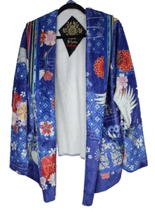 Johnny Was Biya Damen Fleece Sherpa Kapuze Asian Crane Motiv Jacke Gr. M - Bild 1 von 8