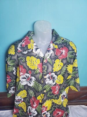 ODO Shirt XL Mens Floral Hawaiian Button Mesh Shirt Vintage Y2K - Image 1 of 4