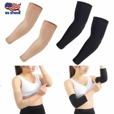 2-4PCS Black/Skin Forearm Tattoo Cover Up Band Compression Sleeves Men Women US - Image 1 of 4