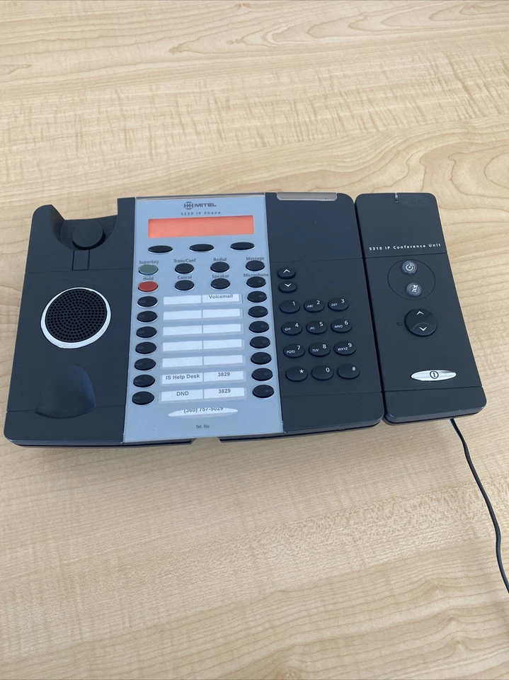 Mitel 5220 IP Dual-Mode Speaker Display Phone 50003791 Conference Unit 5310 - Image 1 of 4