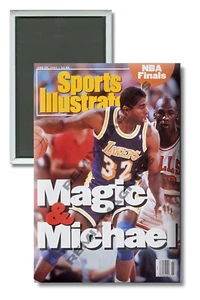 Sports Illustrated 1991 Magic Johnson and Michael Jordan 2" x 3" Magnet - Picture 1 of 3