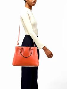 Luana Ferracuti ~Pebble Leather~ HandBag - Orange~Top Handle ~Cross BodyStraps! - Picture 1 of 10