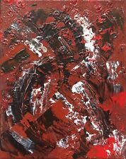 Original Acrylic Abstract Painting on Canvas 8"x10" - Red Black Acrylic Abstract