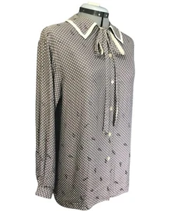 Vintage Giorgio Armani 1980s Polka Dot Blouse 80s 38 4 6 S Small M Oversized - Picture 1 of 10