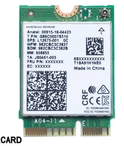HP Intel Dual Band Wireless-AC 9461NGW Bluetooth5.0 Wifi L12675-001 Wlan Card - Picture 1 of 3