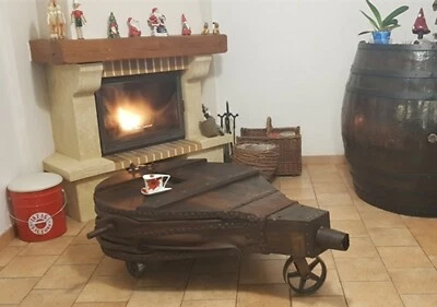 Ancien Soufflet de forgeron-Année 1900 -Belle Finition Ciré -Roues Industrielles - Photo 1/4