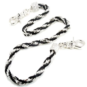 Basic Suede & Twisted Biker Trucker Key Jean Wallet Chain (27") Black CS19 - Picture 1 of 6