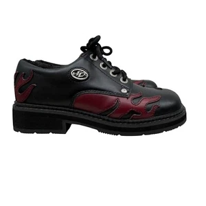 Y2K Harley Davidson schwarz/burgund Leder Flame Goth Jane Oxford-Schuhe Damengröße 6,5 - Bild 1 von 11