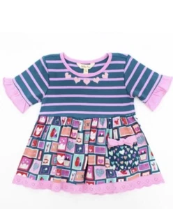 Matilda Jane Girls Heart Valentines Snail Mail Stamp Tunic Top Size 8 New - Picture 1 of 3