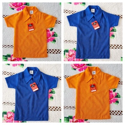 RETRO 4 POLO SHIRTS LOT 60S DEADSTOCK CUCKOO DIAMOND COLLAR TEE APPROX 3-4 YEARS - Image 1 of 4
