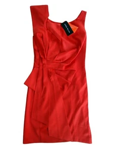 Karen Millen Women's New Designer Red Silk Dress - Size UK 10 US 6 EU 38 - Picture 1 of 8