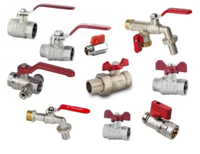 DIAMOND Kugelhahn Messing Auslaufhahn Mini Flügelgriff, Hebelgriff, Verschraubung, Rot