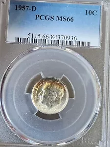 1957-D Roosevelt Silver Dime PCGS MS-66 - Picture 1 of 3