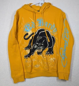 Ed Hardy Crouching Panther Hoodie Size Large Gold Yellow Nwt New - Picture 1 of 14