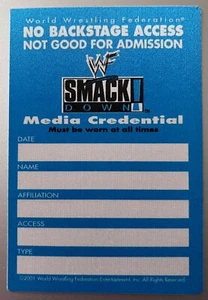 Vintage Unpeeled WWF Smackdown Media Credential Sticker 2001 Scarce - Picture 1 of 1