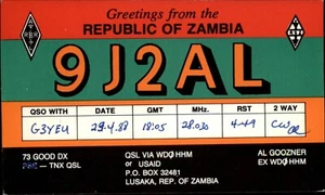 RADIO HAM QSL CARD - 9J2AL, Zambia, Africa (2000) - Picture 1 of 2