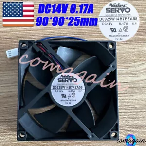 1PC Cooling Fan For NIDEC W11033168 D0925W14B7PZA58 DC14V 0.17A 9025 9CM 3-Pin - Picture 1 of 8