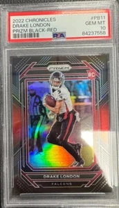 2022 Panini Chronicles DRAKE LONDON Prizm Black - Red /99 SP #PB11 RC PSA 10 - Picture 1 of 2