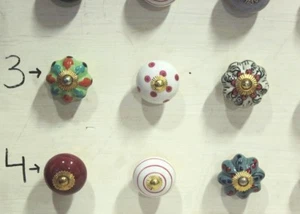24 Pc Ceramic Door Knob Vintage Cabinet Drawer Handle Pull Cupboard Lot - Picture 1 of 7