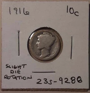 1916 Mercury Dime US 10c Philadelphia Mint 90% Silver coin (#23s-9288) - Picture 1 of 3