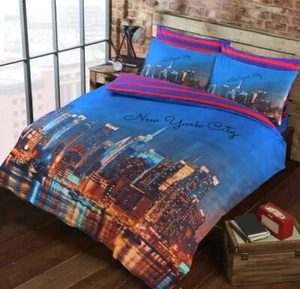 New York 3D Bettbezug Bettwäsche mit Kissenbezug Luxus Set Bettbezüge UK Größen - Bild 1 von 4