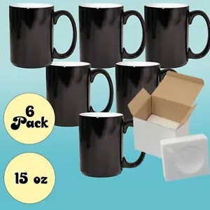 6 Stck. 15 Unzen El Grande Sublimation Keramik Farbwechselbecher + Schaumstoffboxen - Bild 1 von 4