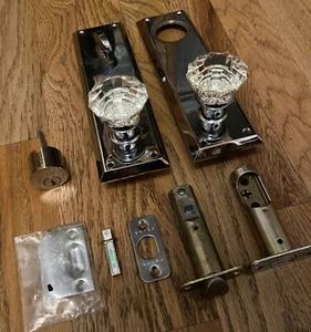 Emtek Glass Door Knob with Deadbolt PARTS LOT - Picture 1 of 3