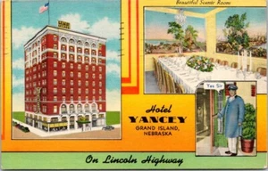 Grand Island NE Hotel Yancey Lincoln Highway malerisches Essen Leinen Postkarte GQ3 - Bild 1 von 2