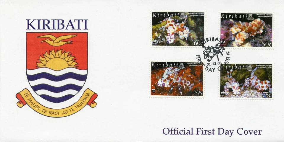 Kiribati 2005 FDC Harlequin Shrimp WWF 4v Cover Shrimps Marine Animals Stamps - Image 1 of 1