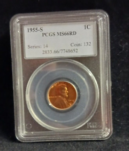 1955-S PCGS MS66RD Lincoln Wheat Penny Coin