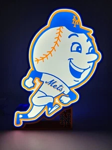 NY METS | MR MET 3D Printed, USB Powered LED Lightbox with NY Mets logo stand - Picture 1 of 7