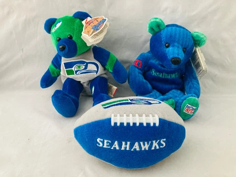 Seattle Seahawks Vintage Salvino Team Bammers Team Pigskin Bears Plush Dolls NWT Cover