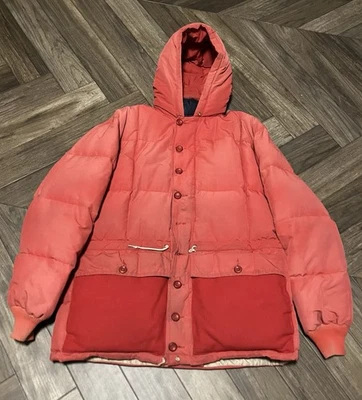 Vintage 50s Eddie Bauer Kara Koram Down Parka Saftey Red Large Rare - Image 1 of 4
