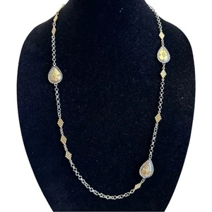 Collar Estación Dos Tonos Chico's Largo Tono Plateado Metal Dorado - Imagen 1 de 15