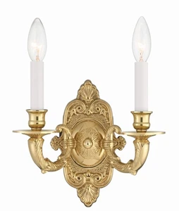 Crystorama Lighting Group 642 Cast Brass Wall Mount 2 Light 10" - Brass - Picture 1 of 6