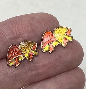 Vintage 70er Jahre Pilz Ohrstecker Emaille - Bild 1 von 8