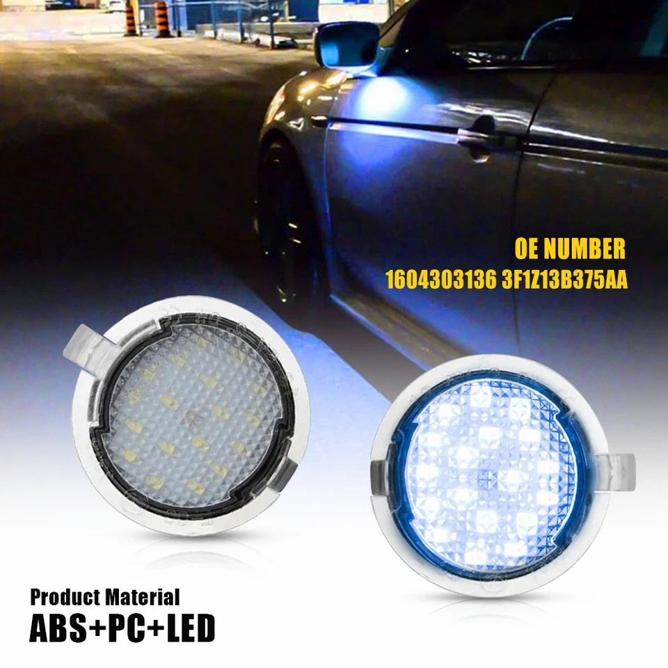 Luz de charco lateral de espejo LED azul hielo iluminación de suelo para Ford Edge 2007-2016 Foto 1 de 4
