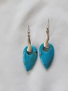 Pendientes colgantes Jay King de plata esterlina con picos azules turquesa (51) - Imagen 1 de 9