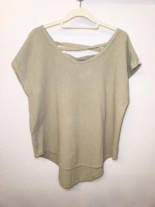 Cottonways Women's SIZE 2 Cotton Gauze Relaxed Fit Top Criss Cross Back Blouse - Picture 1 of 9